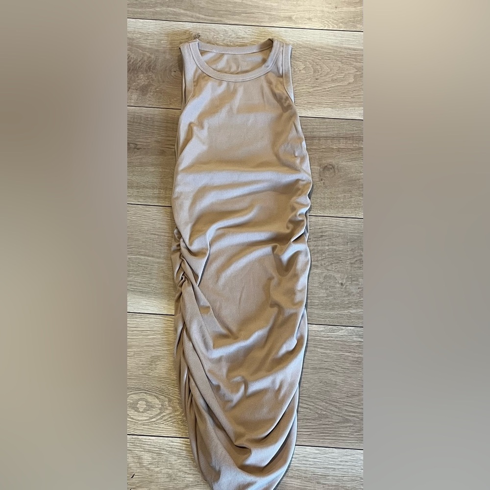 Women’s Ruched Midi dress- Taupe